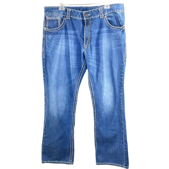 Rock 47 Denim Boot Cut Jeans Thick Accent Stitching in Size 40 x 34 -100% Cotton - Picture 4 of 14